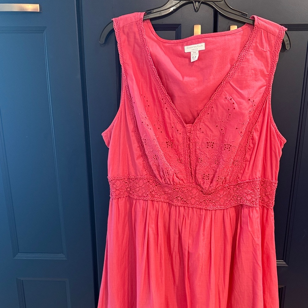 Charter Club pink Eyelet Lace-Trim Midi Dress